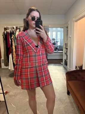 BOOHOO PLAID BLAZER DRESS